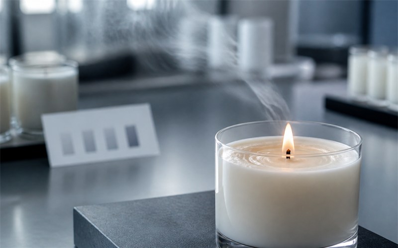 A split but coherent process scene showing warm candle wax flowing, translucent soap batter folding, and diffuser liquid rising through reeds in three moving streams